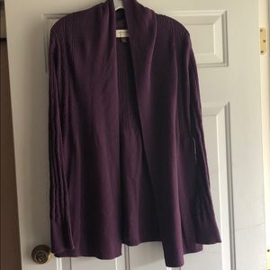 Sonoma Cotton Open Front Purple Cardigan Sweater
